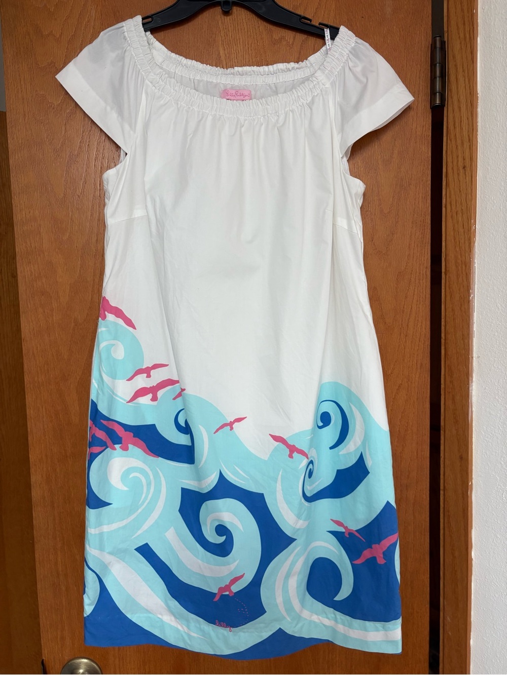 EUC Lilly Pulitzer Sullivan dress White Ride the Wave with Seagulls Medium